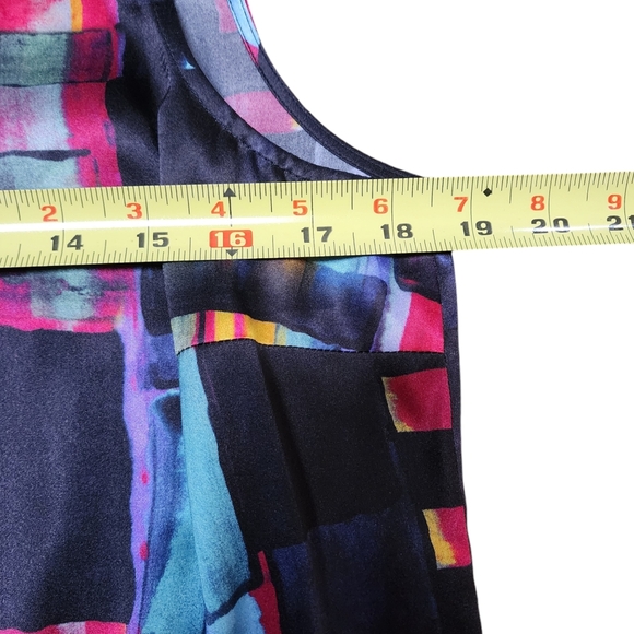 Go Silk Abstract Print 100% Silk Colorful Sleeveless Tank Top, Small - Picture 6 of 7